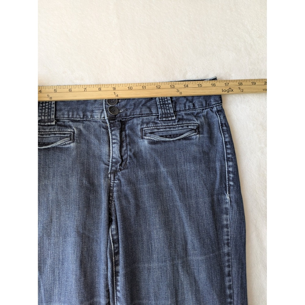 Mossimo Premium Denim Jeans Womens 10 Blue Flare Wide Leg Trouser Mid Rise Y2K - Picture 3 of 10